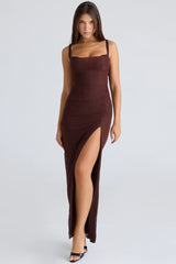 Burgundy Stretch Mesh Maxi Dress