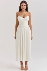 Ivory Pleated Maxi Dress 50395