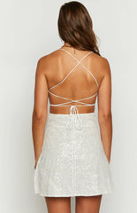 Say-So-White-Beaded-Mini-Dress