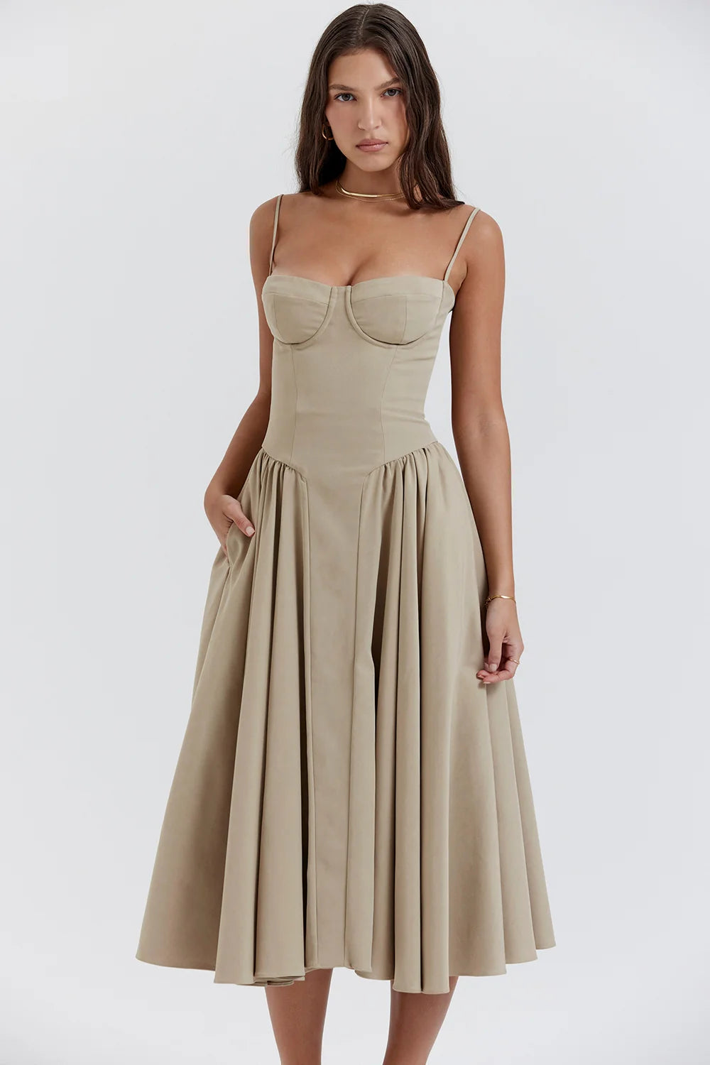 Taupe Corset Sundress
