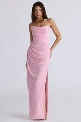 Pink Quartz Georgette Strapless Gown 78216
