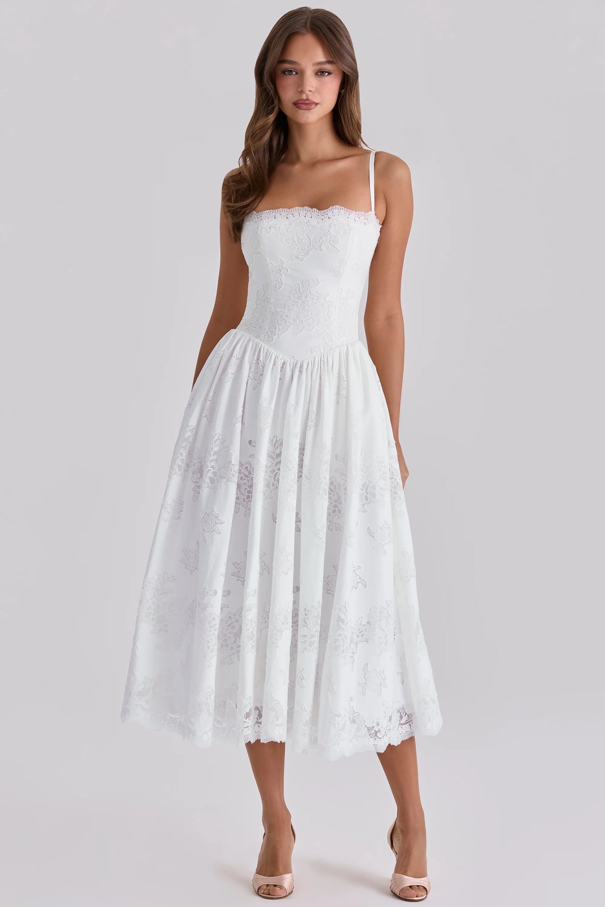White-Custom-Lace-Cotton-Midi-Sundress