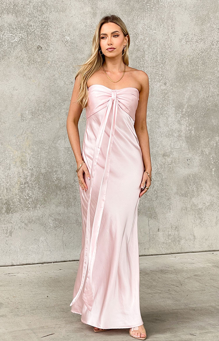 Ariella-Pink-Satin-Strapless-Maxi-Dress
