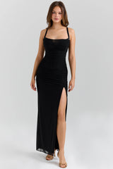 Black Mesh Maxi Dress