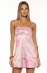 Chantell Pink And Green Floral Mini Dress