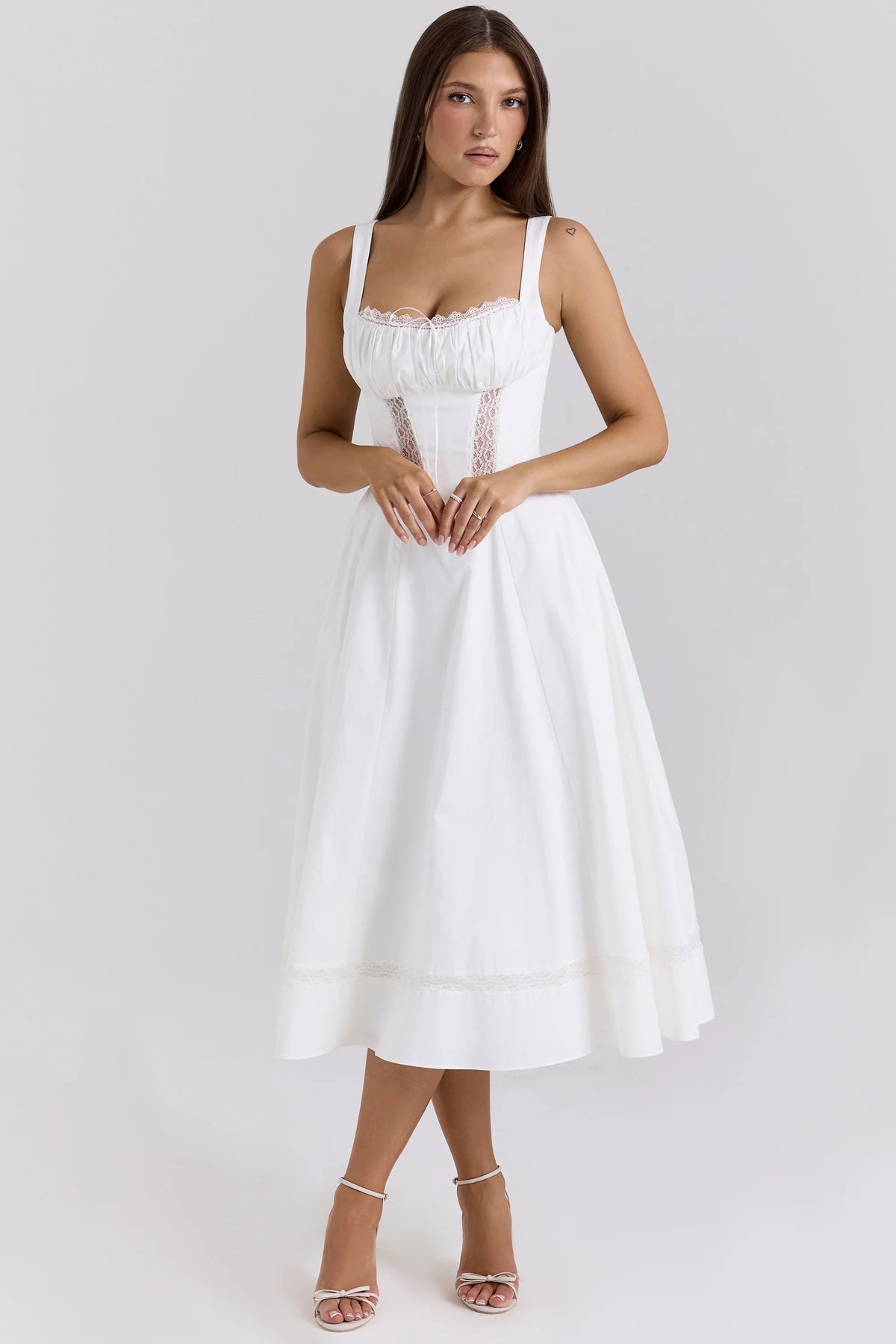 White Cotton Midi Sundress 91863