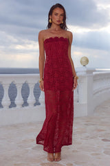 Jessica Floral Detail Maxi Dress Cherry