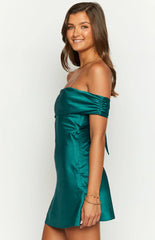 Primrose-Teal-Satin-Off-The-Shoulder-Mini-Dress