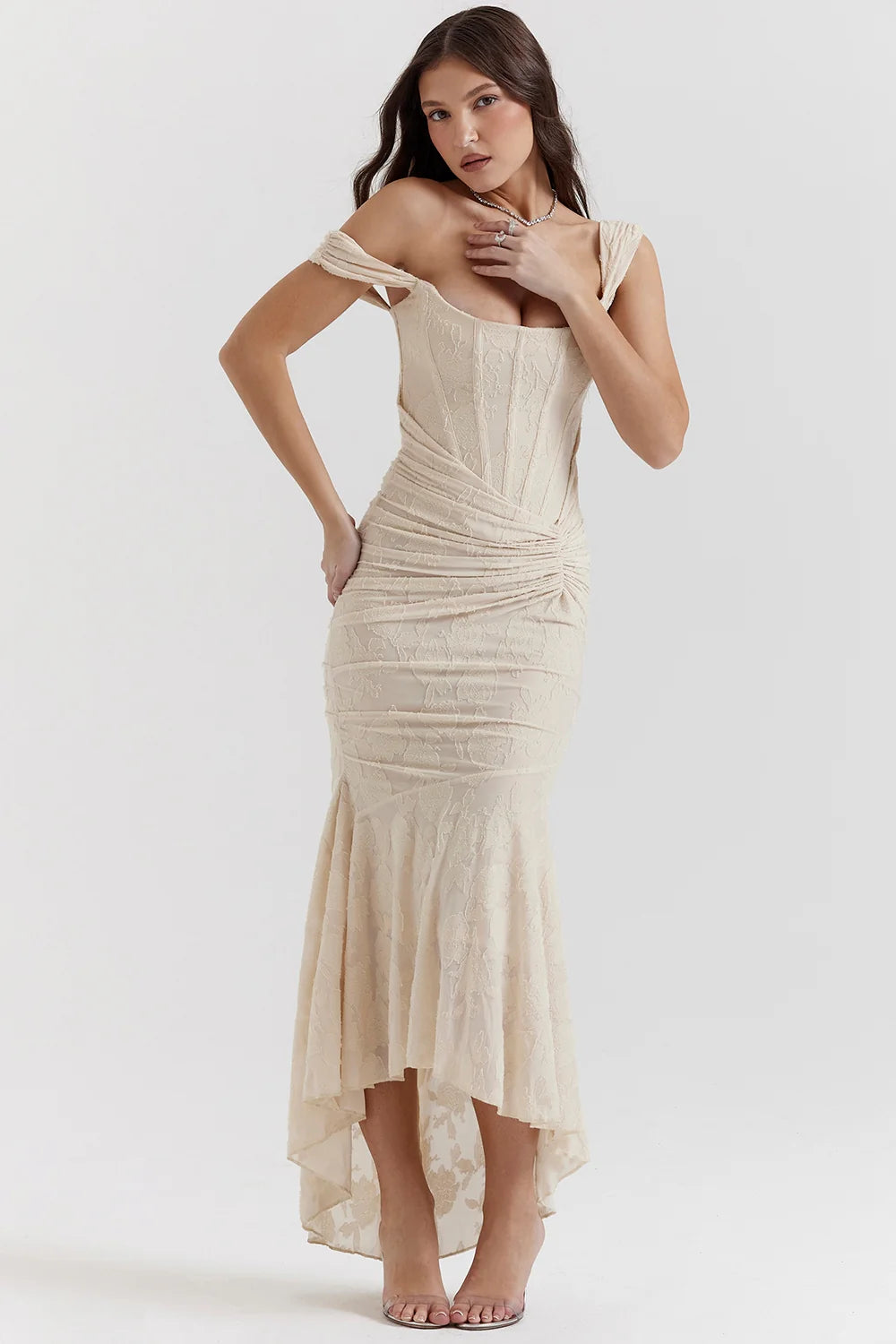 Vintage Cream Floral Maxi Dress 18022