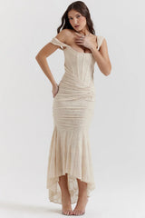 Vintage Cream Floral Maxi Dress 18022