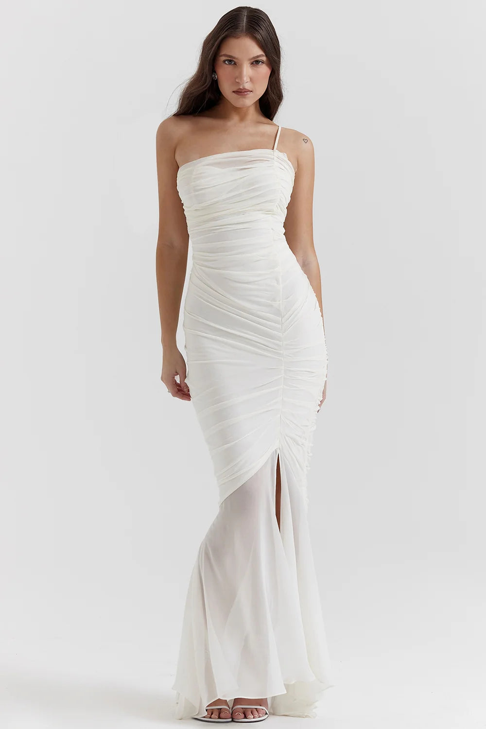 Ivory Ruched Maxi Dress 84774