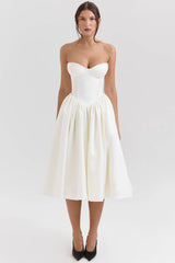 Vintage Ivory Satin Midi Dress