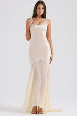 Champagne Chiffon Floor Length Gown