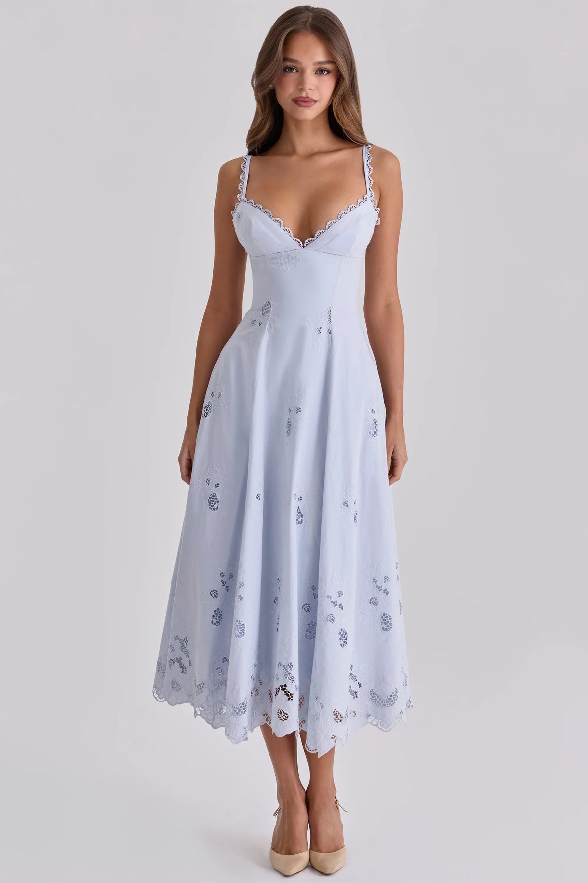 Bluebell Lace Cotton Broderie Anglais Midi Sundress