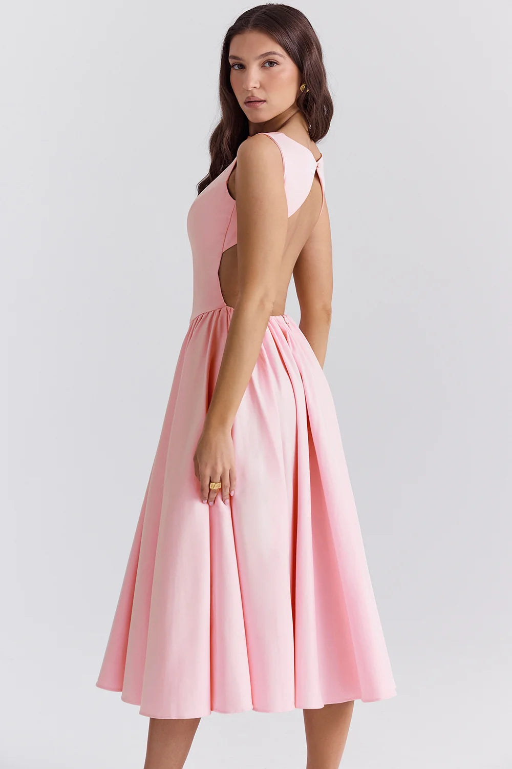 Ballerina Pink Twill Midi Sundress