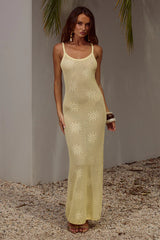 Lene Scoop Neck Knit Maxi Dress Lemon