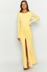 Amber-Glow-Yellow-Long-Sleeve-Maxi-Dress