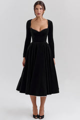 Black Velvet Tulle Midi Dress Bolero