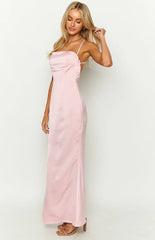 Party-Girl-Pink-Satin-Maxi-Dress