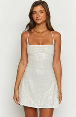 Say-So-White-Beaded-Mini-Dress