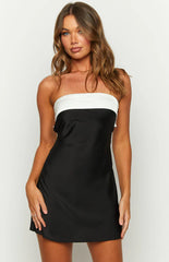 Annie-Black-And-White-Contrast-Strapless-Mini-Dress