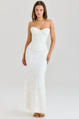 Ivory Lace Corset Maxi Dress 12749