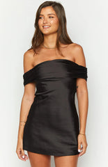 Primrose-Black-Satin-Off-The-Shoulder-Mini-Dress
