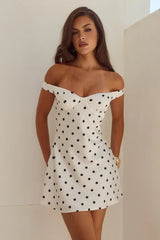 Aveta-Off-Shoulder-Mini-Dress-White-Black-Polka