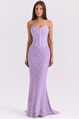 Orchid Lace Corset Maxi Dress 98004