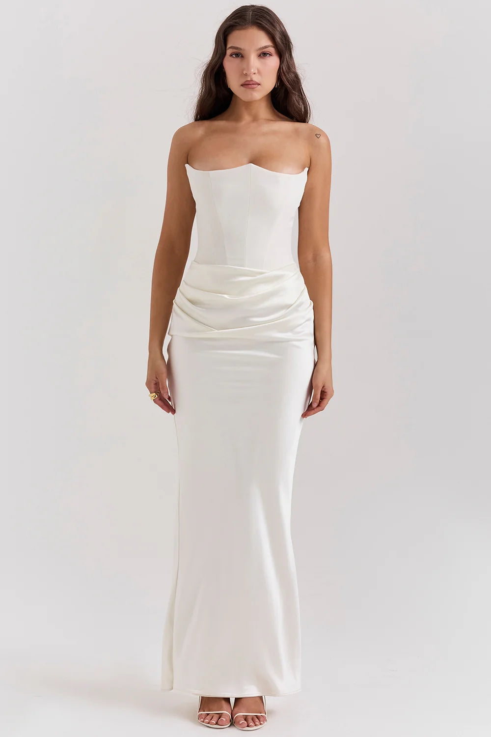 Ivory Strapless Corset Dress 23430
