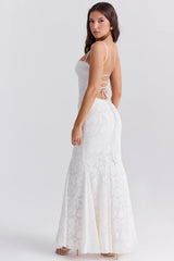 Ivory Lace Up Back Maxi Dress 67496