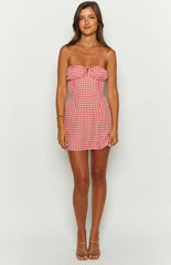 Faith-Red-Gingham-Strapless-Mini-Dress
