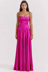 Fuchsia Lace Up Maxi Dress 90435