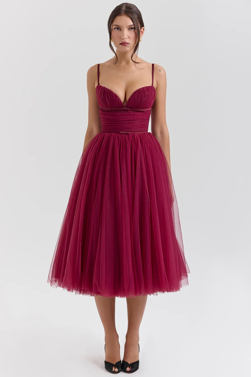 Cabernet Tulle Midi Dress Sale