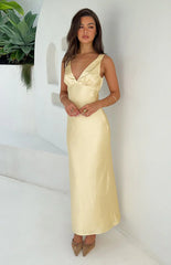 Verlaine-Yellow-Satin-Maxi-Dress
