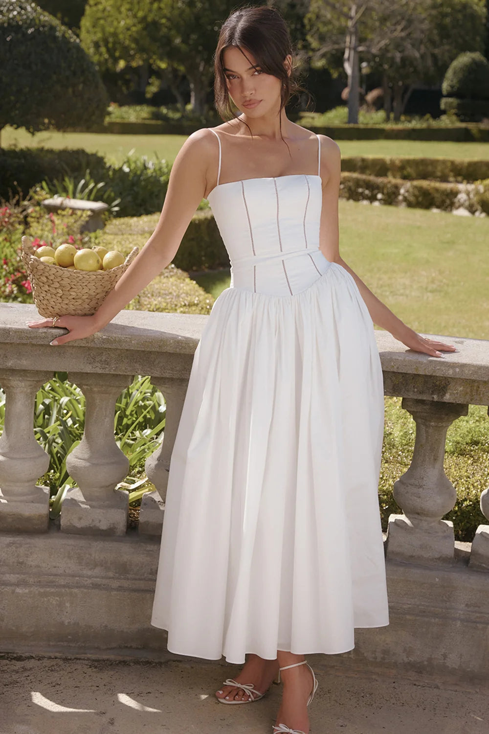 White Cotton Maxi Sundress 39063