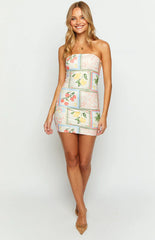Lee-White-Roma-Print-Strapless-Mini-Dress