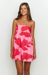 Lotus-Love-Affair-Pink-Floral-Mini-Dress