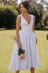 White Cotton Corset Sundress 99329