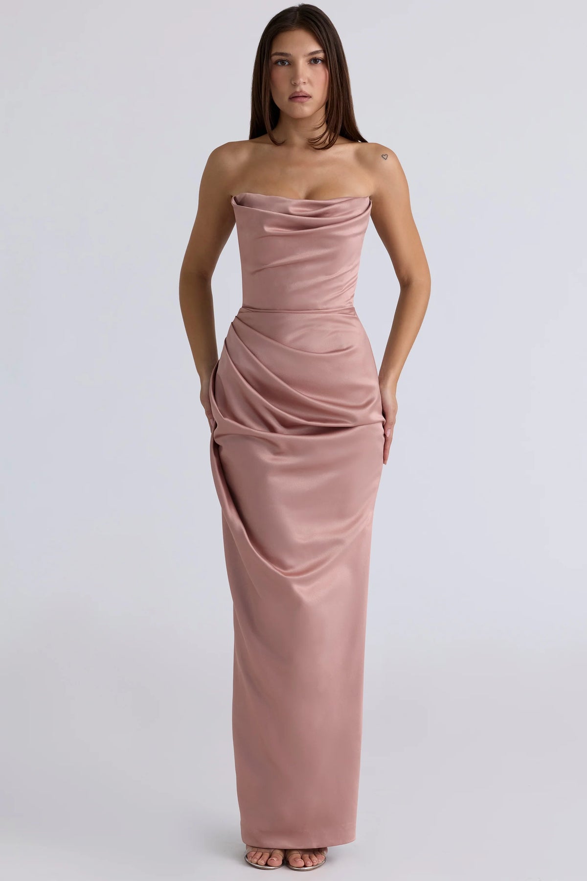 Blush Satin Strapless Gown 83559