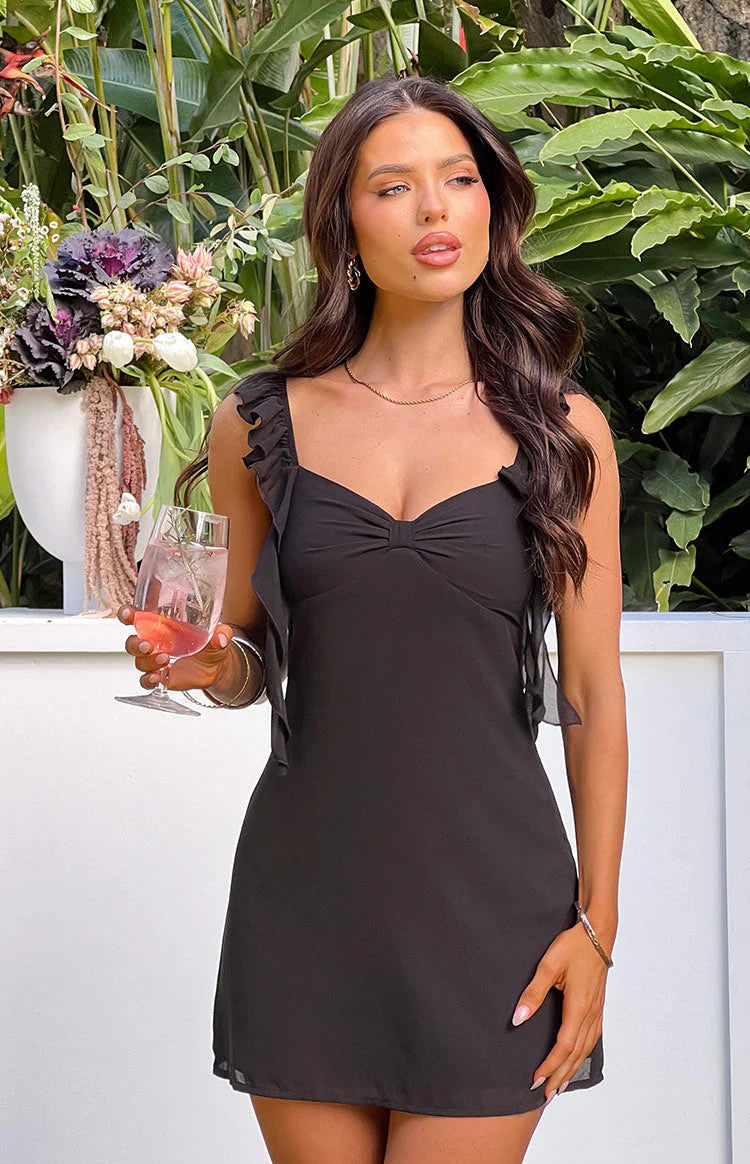 Joyce-Black-Chiffon-Mini-Dress