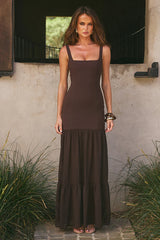 Tahlia Square Neck Maxi Dress Bitter Chocolate