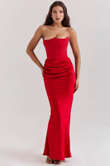 Scarlet Strapless Corset Maxi Dress 47253