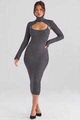 Charcoal Knit Midi Dress Sale