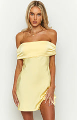 Primrose-Yellow-Satin-Off-The-Shoulder-Mini-Dress