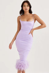 Orchid Satin Midi Dress