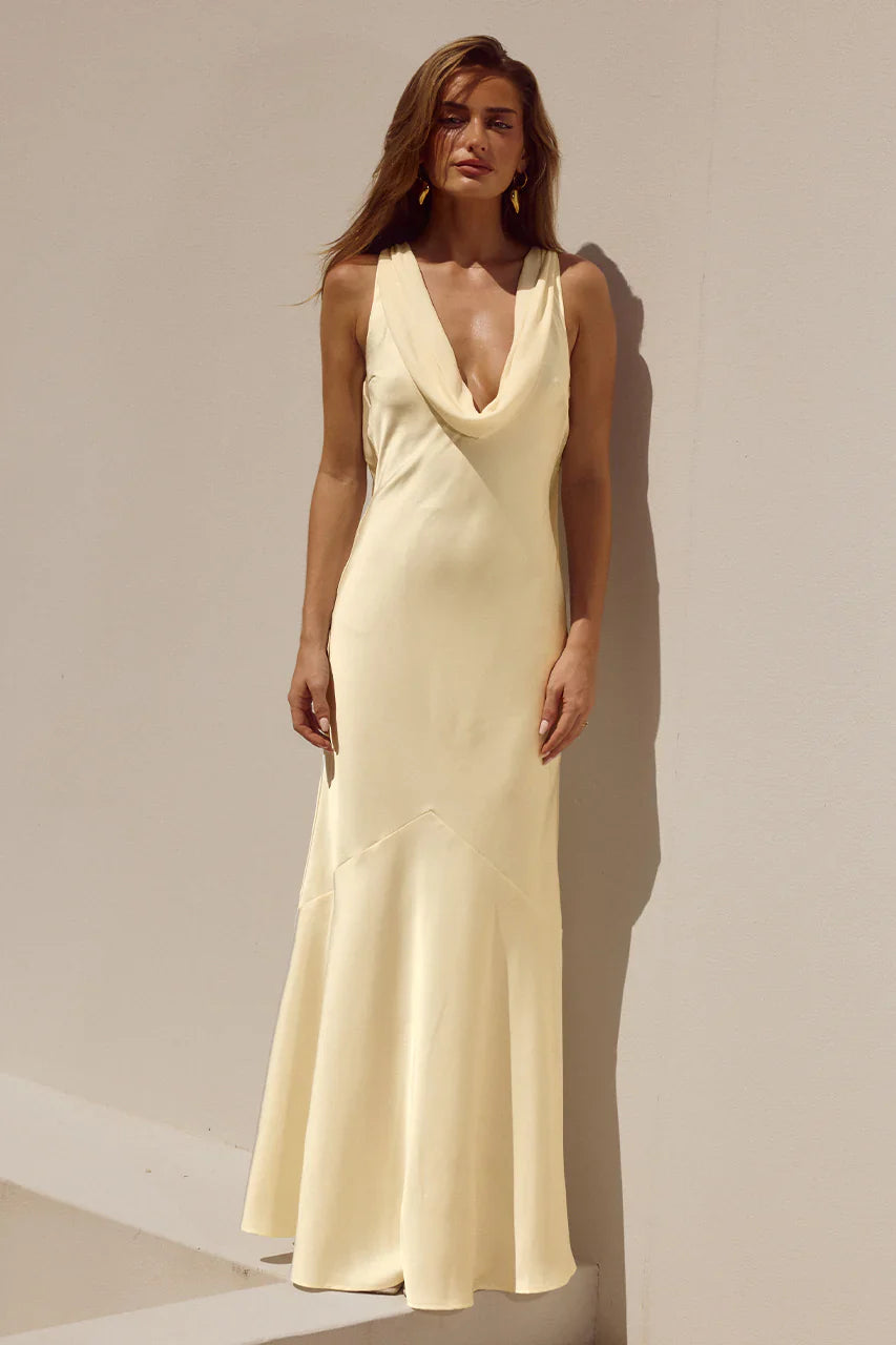 Gabriella Cowl Maxi Dress Lemon