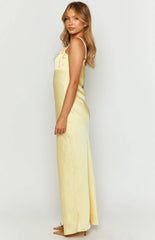 Zya-Yellow-Satin-Maxi-Dress