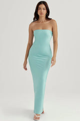 Jade Satin Strapless Maxi Dress