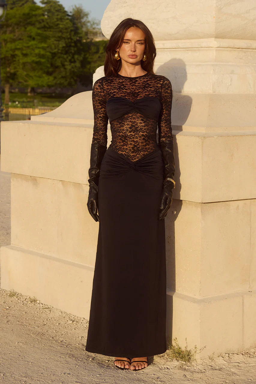 Larna Sleeved Maxi Dress Black